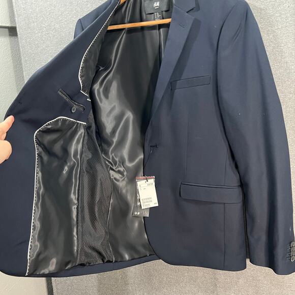 H&M Mens Slim Fit Suit Navy Size38R - Picture 4 of 11